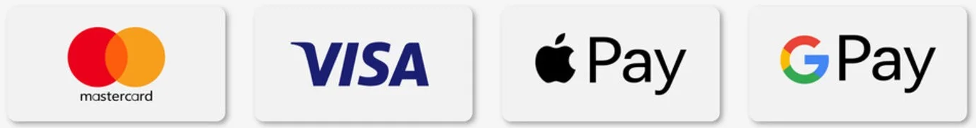 Mastercard, Visa, Apple Pay, Google Pay